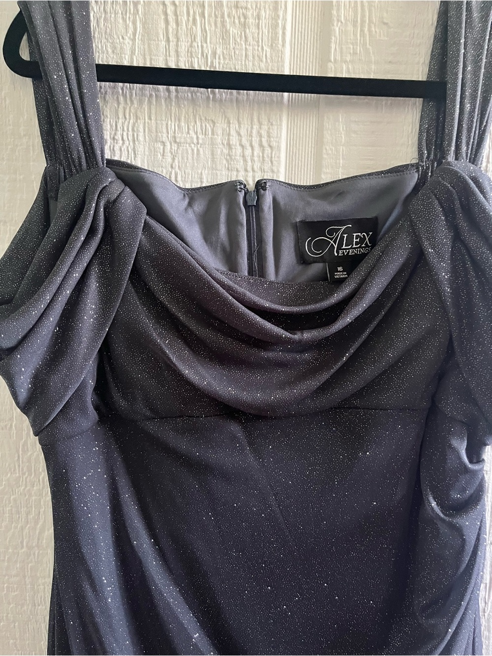 Alex Evenings Sparkling Charcoal Strapless Evening Gown